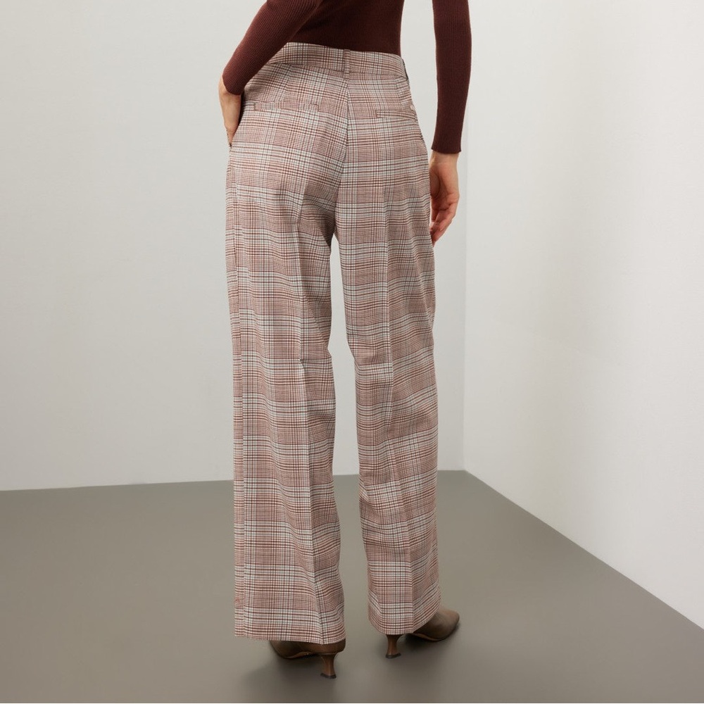 Scotch & Soda Women's Checkered Trousers in Brown and Cream